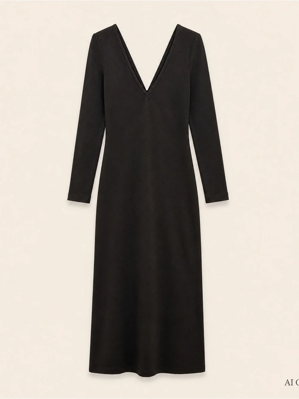 Linda Allard Ellen Tracy 100% Wool Vintage V-Neck Midi Dress with Long Sleeves - Picture 2 of 7